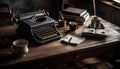 Antique desk, old book, coffee mug, nostalgia generated by AI