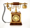 Antique dial phone isolated on white background. 3D illustration