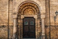 Antique door and brick wall at Novi Sad Synagogue in Serbia