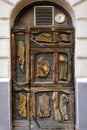 Antique door and window frame using well crafted tree pieces