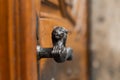 Antique doorknob with the figure of a lion. Close-up Royalty Free Stock Photo