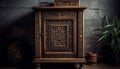 Antique dresser with ornate wood drawer handle generative AI