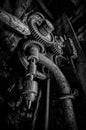 Antique Drill Press in a Blacksmith Shop, ON BW Royalty Free Stock Photo