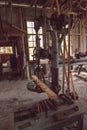 Antique 20 Drill Press inside the 1904 Large Machine Shop at historic Koreshan State Park Royalty Free Stock Photo