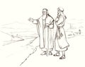 Abraham invites his nephew Lot to choose the land. Pencil drawing