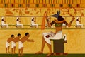 Antique Egyptian papyrus and hieroglyph background