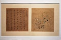 Antique embroidery of calligraphy, flowers and insects