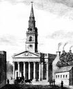 Old Illustration of Historic Church Building of Capital City Royalty Free Stock Photo