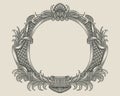 antique engraving frame, vector vintage illustration