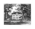 Headquarters of the United Colonies at Cambridge, Massachusetts, USA, wood engraving 1847