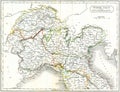 Antique Engraving of Historical Map of Part of South Central Europe