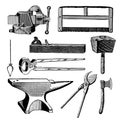 Collection of hand tool DYI and instrument illustrations Royalty Free Stock Photo