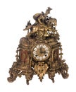 Antique equestrian brass mantle clock on white