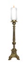 Antique fancy brass candlestick isolated.