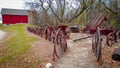 Antique Farm Equipment and Red Barn