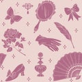 Antique fashion  lady`s accessories vector pattern Royalty Free Stock Photo