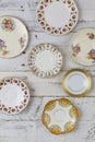 Antique Figure Plates Assorted Vintage China Pattern White Background