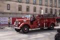 Antique fire truck in the St. Patrick`s Day parade Royalty Free Stock Photo