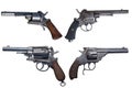 Antique firearms. Vintage revolver, pistol isolated.