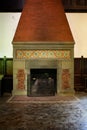 Antique Fireplace with Tile + Brick - Abandoned Craig / Tioronda Mansion - New York Royalty Free Stock Photo