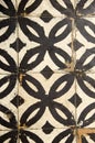 Antique floor tiles abraded backdrop corridor