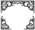 Antique flourish elements forming black and white vintage frame design with border and corners Royalty Free Stock Photo
