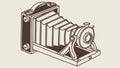 Antique Folding Bellows Camera, Photographic Heritage Symbol, vector design Generative AI Royalty Free Stock Photo
