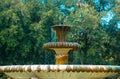 Antique fountain work of art in the form of a horse on a bowl of water acting Royalty Free Stock Photo