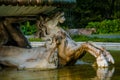 Antique fountain work of art in the form of a horse on a bowl of water acting Royalty Free Stock Photo