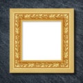 The antique frame on Dark grey black slate background or texture,glod frame Royalty Free Stock Photo