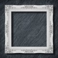 The antique frame on Dark grey black slate background or texture,white frame Royalty Free Stock Photo