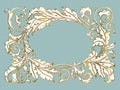 Antique frame in style baroque of acanthus leaves. Monogram floral ornament