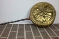 Antique french brass bed warmer