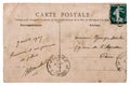 Antique french postcard with stamp from paris