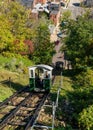 Antique funicular railway car on Fourth Street Dubuque Iowa