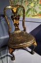 1730 Antique Furniture Black Lacquered Gilt-decorated Chair Lady Figures Motif Inlay Mosaic Decorative Arts Crafts