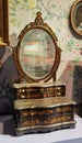 Antique Furniture Lacquered Gilt-decorated Mirror Dresser Cabinet Wooden Dressing Case Inlay Mosaic Decorative Arts Crafts