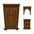 Antique furniture set - closet, dresser, nightstand isolated on a Royalty Free Stock Photo