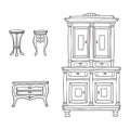 Antique furniture set - closet, nightstand and bureau isolated on Royalty Free Stock Photo