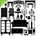 Antique furniture silhouettes vector Royalty Free Stock Photo