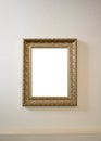 Antique gilded blank picture frame on wall Royalty Free Stock Photo