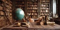 Antique Globe BookFilled Library A Scholars Study Royalty Free Stock Photo
