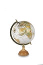 Antique globe isolated on white background with clipping path and shadow