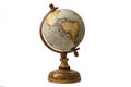 Business World Globe With A Wood Base On A White Background 