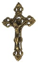 Antique Gold Bronze Fleur de Lis Crucifix