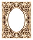 The antique gold frame ellipse on the white background