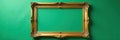 Antique gold frame, empty, ornate details, green wall backdrop, ornate, gilt Royalty Free Stock Photo