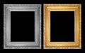 The antique gold frame and gray frame Royalty Free Stock Photo