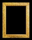 Antique gold frame isolated on black background, clipping path Royalty Free Stock Photo