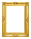 The antique gold frame on the white background Royalty Free Stock Photo